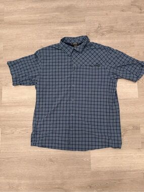 Outdoor Research Astroman Mens XL Blue Plaid S/S Sun Shirt Snap Front